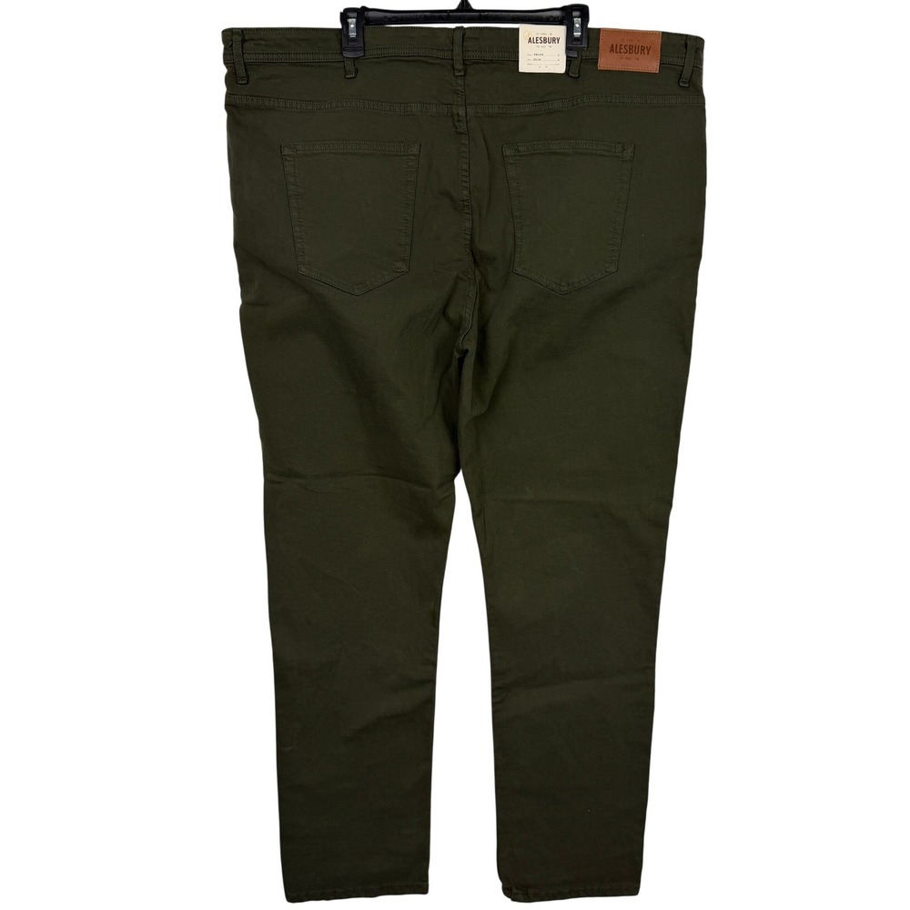 NEW Alesbury Dakota Straight Fit Jeans Mens 46x34 Slim Fit Stretch Forest Green‎